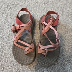 Chaco Women's Coral and Brown Strappy Sandals